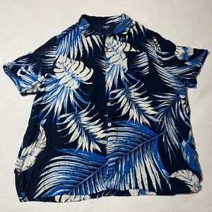KS island Blue Hawaiian Shirt Mens 3XL‎ Button Short Sleeve